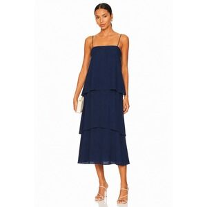 Banana Republic Dress Women 4 Navy Blue Tiered Maxi Minimalist Formal Evening